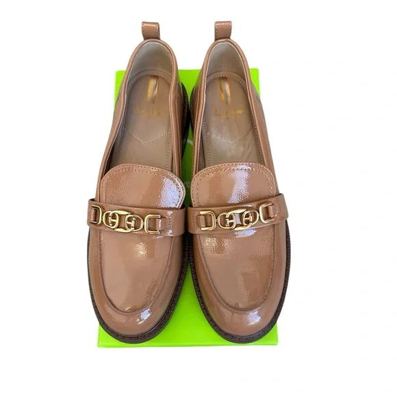 SAM EDELMAN Christy Patent Leather Loafers Camel Gold Size Women 8.5 M $150 MSRP - Picture 10 of 16